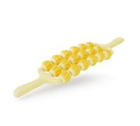 perfeclan Children Massage Roller Body Roller Back Massager Neck Massager with Ergonomic Curve Soft TPE Spiky Beads Deep Tissue Pressure 360 Degree Rolling, Yellow, 3-Row