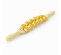 perfeclan Children Massage Roller Body Roller Back Massager Neck Massager with Ergonomic Curve Soft TPE Spiky Beads Deep Tissue Pressure 360 Degree Rolling, Yellow, 2-Row
