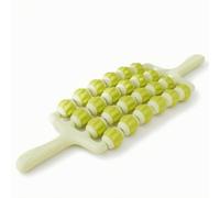 perfeclan Children Massage Roller Body Roller Back Massager Neck Massager with Ergonomic Curve Soft TPE Spiky Beads Deep Tissue Pressure 360 Degree Rolling, Green, 4-Row