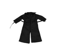 Perfeclan Children Windbreaker Coat Doll Trench Coat Outerwear Jacket Overcoat Tailored Straight Silhouette Lapel Long Sleeves Double Breasted Closure Cloth, Black