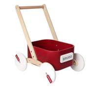 perfeclan Children Wooden Push Cart Trolley with Smooth Rollers and Firm for Guided Walking Suitable for First Steps Indoor Play, Array, Red