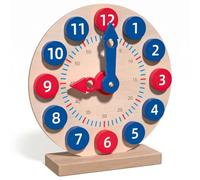 Perfeclan Children Wooden Time Teaching Clock Kids Educational Toy Round Movable Hands Numbered Blocks Time Reading Aid Suitable for Teacher Resources School Lessons Playroom Learning