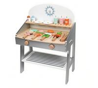 Perfeclan Children's Pretend Barbecue Grill Realistic Wooden Outdoor Grill Toy Set Child-Friendly Wooden BBQ Play Set for Kids, Parent-Child Activities
