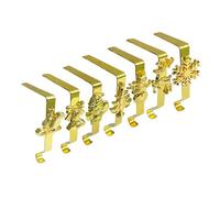 Perfeclan Christmas Stocking Holders Fireplace Stocking Hangers Set, Mantle Stockings Holders, Metal Hooks for Christmas Decorations, Gold 7 Pieces