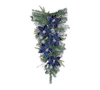 perfeclan Christmas Teardrop Swag Wall Hanging Decor Creative Winter Swag Garland Artificial Wreath for Outdoor Indoor Garden Festival