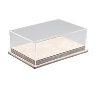 Perfeclan Clear Acrylic Model Car Display Case Showcase 1/64 Sacle PU Leather Base Transparent for Figures Diecast Cars for Collectors, Beige
