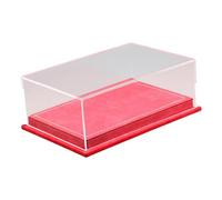 Perfeclan Clear Acrylic Model Car Display Case Showcase 1/64 Sacle PU Leather Base Transparent for Figures Diecast Cars for Collectors, Red