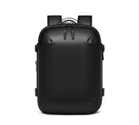 Perfeclan Compression Travel Pack Backpack Bag Luggage Rucksack With Hard Front Panel And Expandable Compartment PU Leather, Array, Small Black, Small 30cm L X 40cm H X 15cm W, Expandable To 20cm W