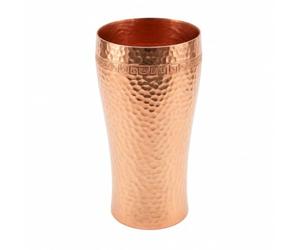 Perfeclan Copper Beverage Container Handmade Copper Cup Tumbler Mug Vessel with Smooth Interior and Warm Lustrous Finish Suitable, Hammered Copper Mug with Greek Key Pattern, Original Finish