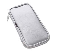 perfeclan Cosmetic Case Makeup Brushes Organizer Bag PU Leather Dustproof Professional Cosmetic Bag for Eyebrow Pencil Home Use Girls, Silver