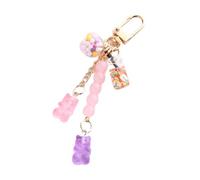 perfeclan Cute Bear Keychain Bag Charm Hanging Ornament Key Holder Creative Bear Key Chain Accessory for Wallet Backpack Tote Bag Decor, Purple Pink
