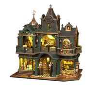 perfeclan Detective Agency Assembly Miniature House Kit Building Model Set Craft Kit Diorama With Multi Level Rooms And Arched Openings Suitable for desk shelf reading corner home decoration