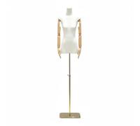 perfeclan Display Mannequin Female Dress Form Torso Stand Bust Figure With Adjustable Height And Weighted Base For Professional , White Mannequin With Wooden Arms, Gold Thickened Square Base