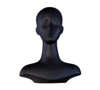perfeclan Display Stand Mannequin Form Long Neck Matte Surface PVC Material Stable Profile Suitable for Hair Presentation Accessory Display Salon Styling Home Decoration Personal Use , Black
