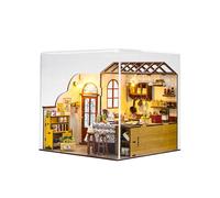 Perfeclan Dollhouse Miniature Kitchen Room with Furniture Set Craft 3D Wooden Puzzle Dustproof Cover for Valentine's Day Mother Family