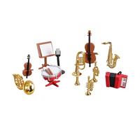 Perfeclan Dollhouse Miniature Musical Instrument Set 1/12 Tiny Set Classical Dollhouse Decorative Items Cello Trumpet Drum