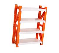 Perfeclan Dollhouse Miniature Storage Rack Storage Shelf Classic Prentend Play Dollhouse Furniture 4 Tier for Micro Landscape Drama, orange