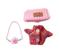 Perfeclan Dolls Clothes Doll Clothes Suit Decor Cute Dress Toys Sweater and Beanie Dolls Accessories for 15 cm/17 cm Doll DIY Crafting, Deep Pink