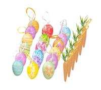 Perfeclan Easter Hanging Ornaments Multicolored Reusable with Ribbon Loop DIY Crafts for Tree Pendants for Kitchen Bedroom Wall Window, 24pcs Egg Carrot