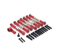 Perfeclan Electric Car RC Upgrade Steering Tie Rods Adjustable Linkage Set Precision Tuning With 28T Arm Suitable for 1/14 1/12 Scale Models Club Outdoor Bash, Red