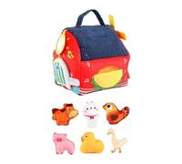 Perfeclan Farm Animals Toys Plushie Play Set Parent Child Interaction Portable Soft Toy Early Education Toy for 0 3 6 9 Month Old, 18x16x22cm