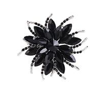 Perfeclan Fashion Lapel Brooch Pins,Broaches and Pins for Women Crystal Alloy Plating Flower Brooch Pendant, Black