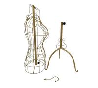 Perfeclan Female Wire Mannequin Garment Rack Torso Upper Body Manikin Adjustable Height Dress Form for Shop Seamstress Sewing Display, Gold