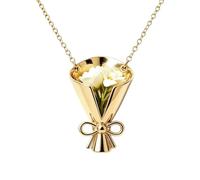 Perfeclan Floral Bouquet Pendant Necklace Versatile Cable-Link Chain Necklace with Flower Pendant Chic Jewelry for Women, s