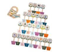 Perfeclan Flower Wood Blocks Building Tabletop Match Game Memory Development Fine Motor Skills Spelling Word Game for Preschool Kids