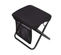 Perfeclan Folding Camping Stool with Side Pocket, Multipurpose Sturdy Small Foldable Chair, Foot Stool for Park Gardening Fishing BBQ, Black, XL