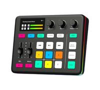perfeclan Gaming Audio Mixer,Voice Changer,Sturdy Multipurpose Portable 48V Power RGB Effects for Game Live Podcast