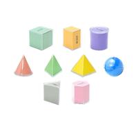 Perfeclan Geometric Shapes Learning Toys Educational Toy Pattern Blocks 3D Geometric Solids for Kindergarten Elementary Kids Children, 9pcs