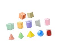 Perfeclan Geometric Shapes Learning Toys Educational Toy Pattern Blocks 3D Geometric Solids for Kindergarten Elementary Kids Children, 15pcs