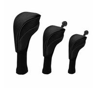 perfeclan Golf Club Head Cover Set Driver Wood Covers Protector Sleeve With Knit Sock Cotton Padded Build Numbered Tags Suitable for golf practice tournament home storage, Black