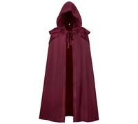 Perfeclan Gothic Cloak Full Length Cape Theatrical Wear Layered Shoulder Feature Tie Neck Closure Uniform Cloth Suitable for cosplay parties stage acts costume, Red, M