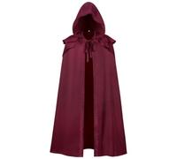 Perfeclan Gothic Cloak Full Length Cape Theatrical Wear Layered Shoulder Feature Tie Neck Closure Uniform Cloth Suitable for cosplay parties stage acts costume, Red, S