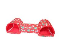 Perfeclan Guinea Pig Tunnel Hideaway Tube Small Animal Tunnel Polyester Pet Suitable for Indoor Use Single, red snowman