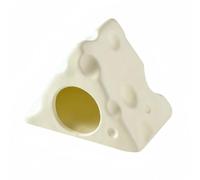 perfeclan Hamster Cave Den Ceramic Triangle Hideaway With Smooth Sturdy Body and Wipe Suitable for Small Indoor Cage Arrangement, Off-white
