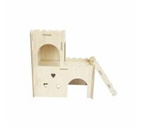 perfeclan Hamster Wooden House Multi Climbing Toy Ramp Bridge Playhouse Poplar Structure for Syrian Hamsters Secure Resting Area suitable for indoor habitats pet care home decor, Corrugated 2-Layer