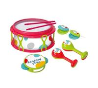 Perfeclan Hand Drum Set Musical Instrument Ages 2 Years Kids Party Toys Interaction Coordination Compact Rhythm Skill Finger Castanet, red