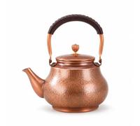 perfeclan Handmade Copper Kettle Traditional Hammered Teapot Vintage Water Boiler Stovetop Kettle Long Curved Spout Controlled Pouring Arched Handle, 800g, Hammered Copper Teapot