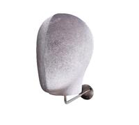 perfeclan Headform Holder Mannequin Block Form Pin Friendly Polyurethane Core With Linen Surface And Iron Hook suitable for hair , Gray Velvet Head Model With Silver Hook