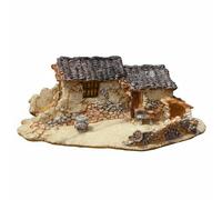 Perfeclan House Figurine Mini Cottage Model Resin Rural Home Decor Nostalgic Accessory Adorned with Stone Powder Suitable for Fairy Garden Flower Container, Follow House