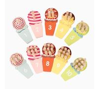 Perfeclan Ice Cream Number Matching Toy Math Game Hand Eye Coordination Counting Sorting Stacking Blocks for 3+ Boys Girls