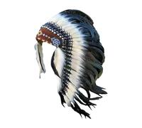 Perfeclan Indian Artificial Feather Headdress Native American Chief Headdress, Hat Headband Decoration Headpiece Costume Accessories for Halloween Mardi Gras Gift Festivals Dance Cosplay (Style F)