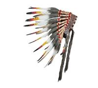 Perfeclan Indian Artificial Feather Headdress Native American Chief Headdress, Hat Headband Decoration Headpiece Costume Accessories for Halloween Mardi Gras Gift Festivals Dance Cosplay (Style B)