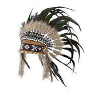 Perfeclan Indian Artificial Feather Headdress Native American Chief Headdress, Hat Headband Decoration Headpiece Costume Accessories for Halloween Mardi Gras Gift Festivals Dance Cosplay (Style A)