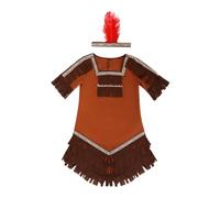 Perfeclan Indian Costumes with Feather Headpiece Kids, Children Cosplay Kids India Costume, XL Size for Girl