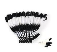 Perfeclan Indian Feather Headdress Native Headdress for Performance Role Playing, White Black