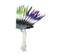 Perfeclan Indian Hat Men Women Feather Headdress for Stage Performance Mardi Gras Festival, Red Green Blue